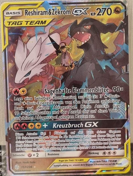 Reshiram & Zekrom GX - Cosmic Eclipse (Ultra Rare) [CEC-157]