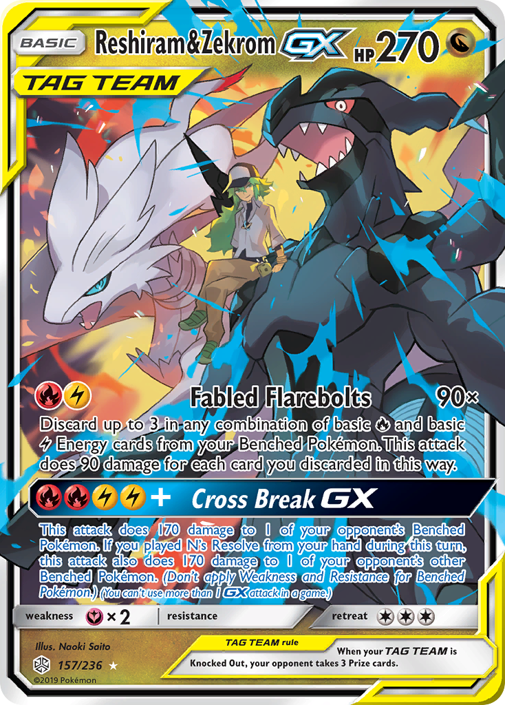 Reshiram & Zekrom GX - Cosmic Eclipse (Ultra Rare) [CEC-157]