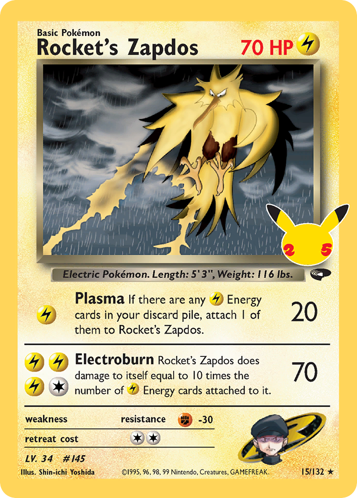 Rocket's Zapdos - Celebrations (Holo Rare) [CEL-GC 15]