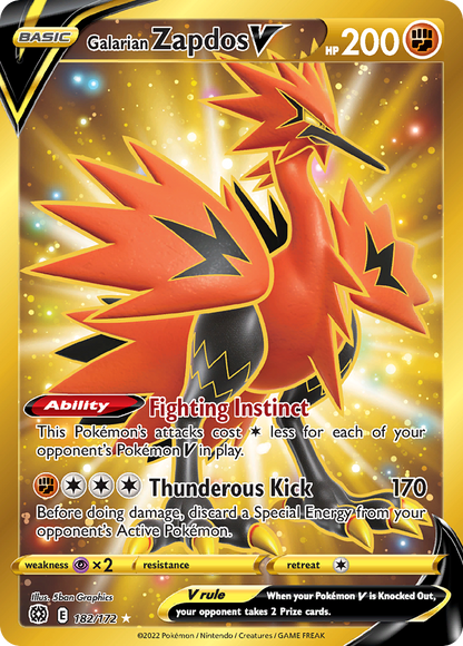 Galarian Zapdos V - Brilliant Stars (Secret Rare) [BRS-182]