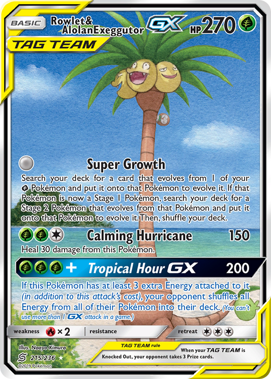 Rowlet & Alolan Exeggutor GX - Unified Minds (Ultra Rare) [UNM-215]