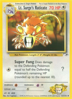 Lt. Surge's Raticate - Gym Heroes (Uncommon) [GH-51]