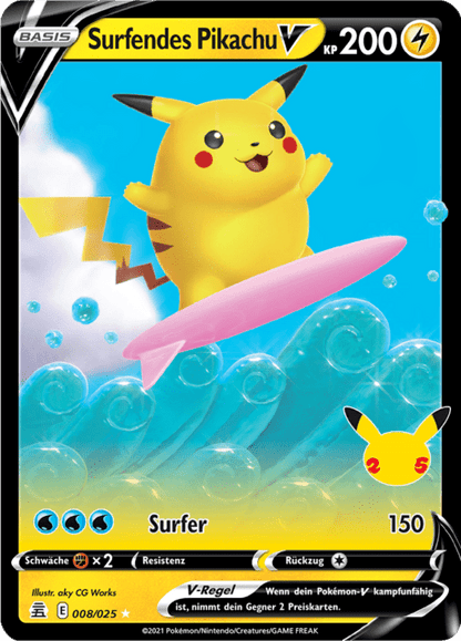 Surfendes Pikachu V (Celebrations #8) 🇨🇭🇩🇪