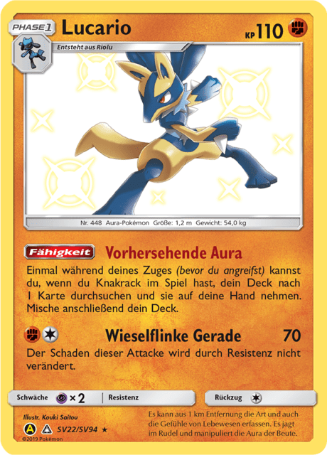 Lucario (Hidden Fates Shiny Vault #22) 🇨🇭🇩🇪