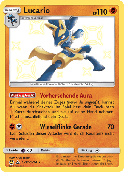 Lucario (Hidden Fates Shiny Vault #22) 🇨🇭🇩🇪