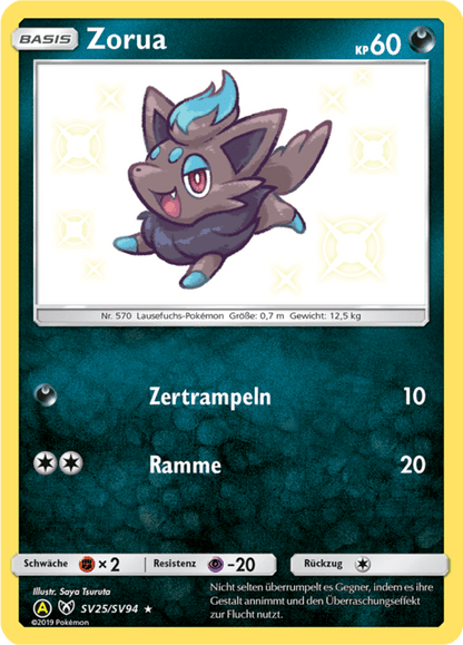 Zorua (Hidden Fates Shiny Vault #25) 🇨🇭🇩🇪