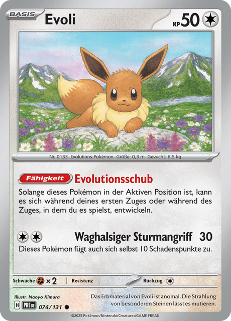 Evoli (Sealed. Pokemon Day 2025 Stamp) — Prismatische Entwicklungen #74 Pokémon Card