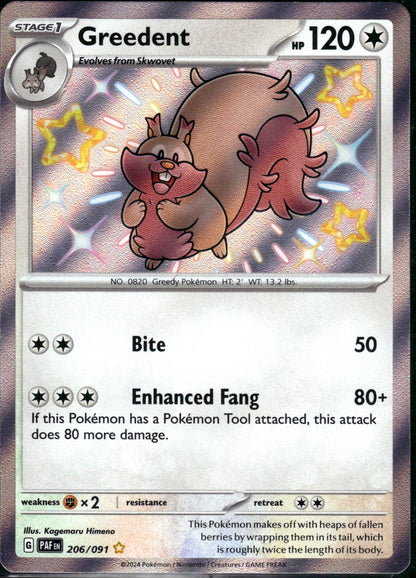 Greedent - Paldean Fates (Shiny Rare) [PAF-206]