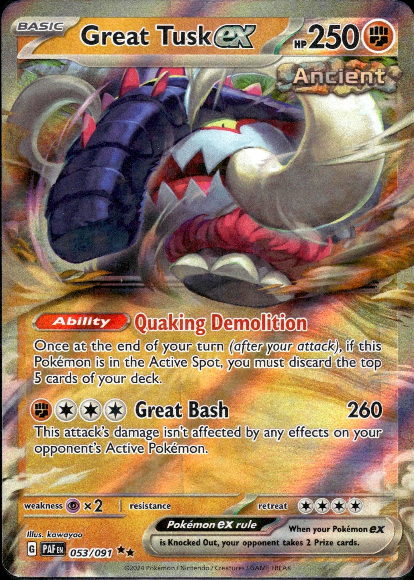 Great Tusk ex - Paldean Fates (Double Rare) [PAF-053]