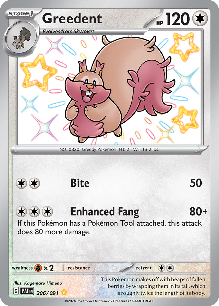 Greedent - Paldean Fates (Shiny Rare) [PAF-206]