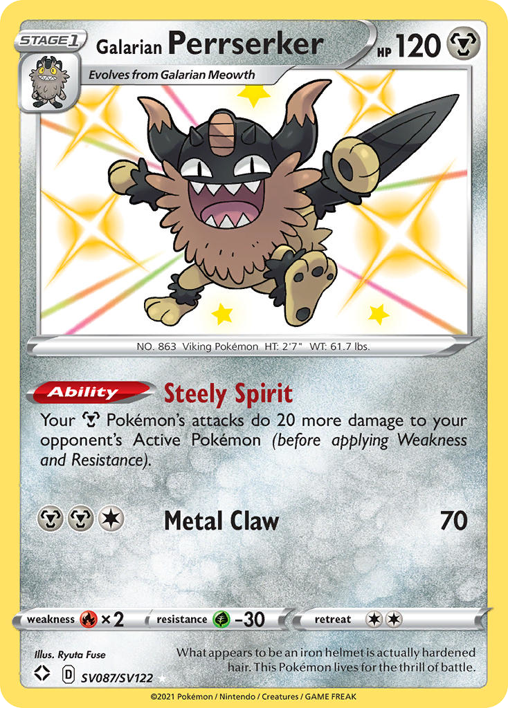 Galarian Perrserker - Shining Fates (Secret Rare) [SHF-SV87]